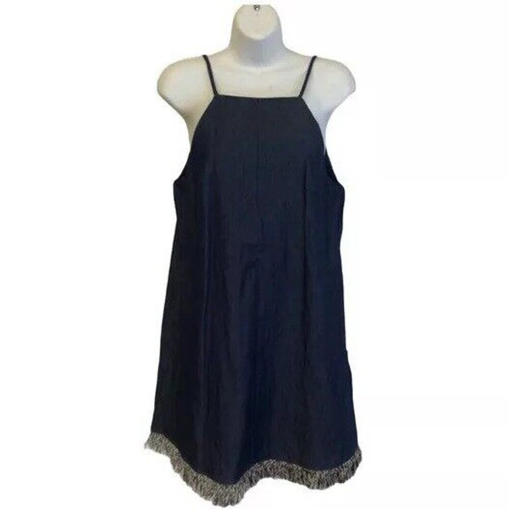 Lumiere chambray “denim” string fringe dress Women’s Size M Medium